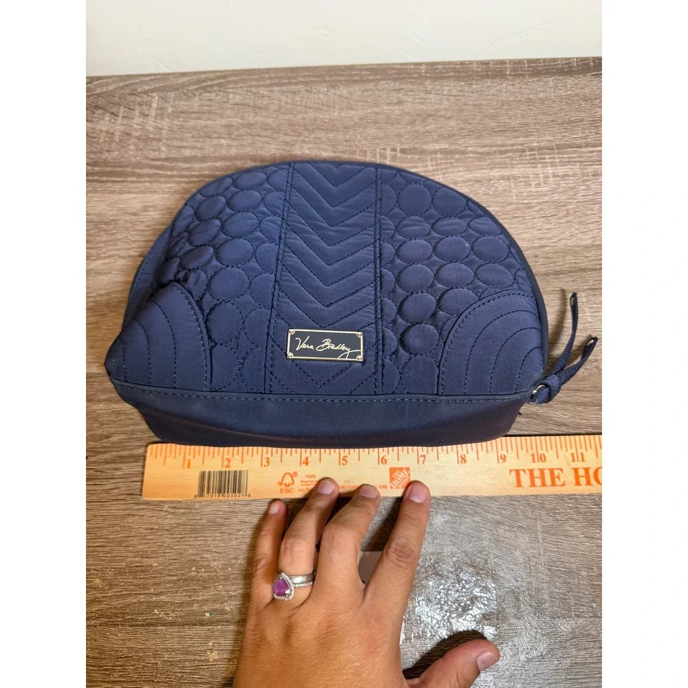 Vera Bradley Cosmetic Bag Quilted Navy Blue Travel Pouch One Size